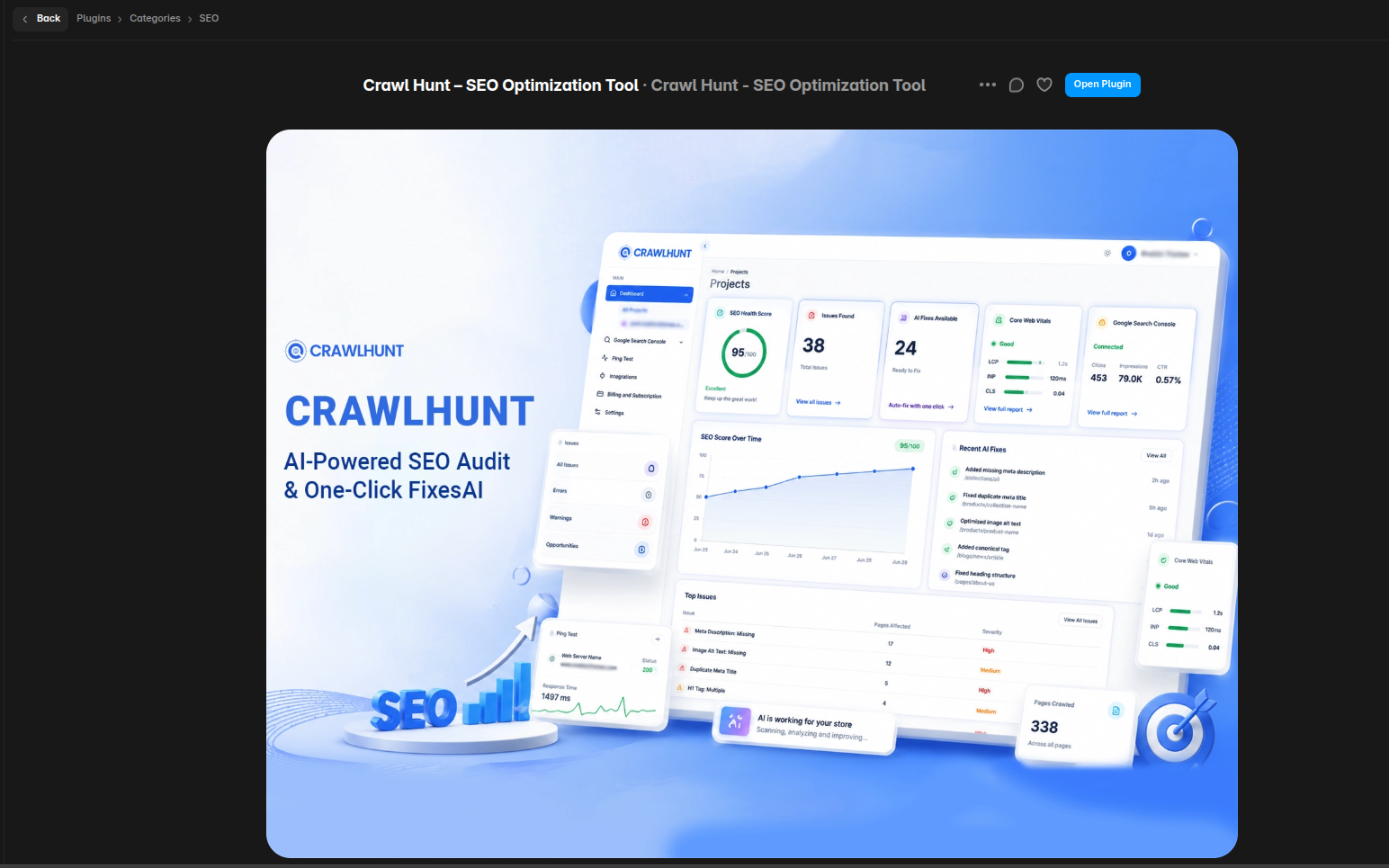CrawlHunt listing on the Framer Marketplace